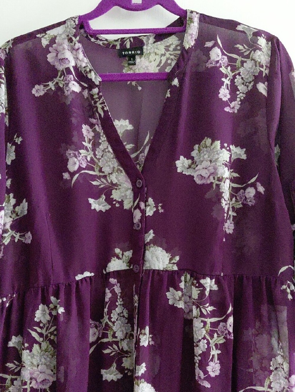 torrid Plum Floral Button-Front Blouse
